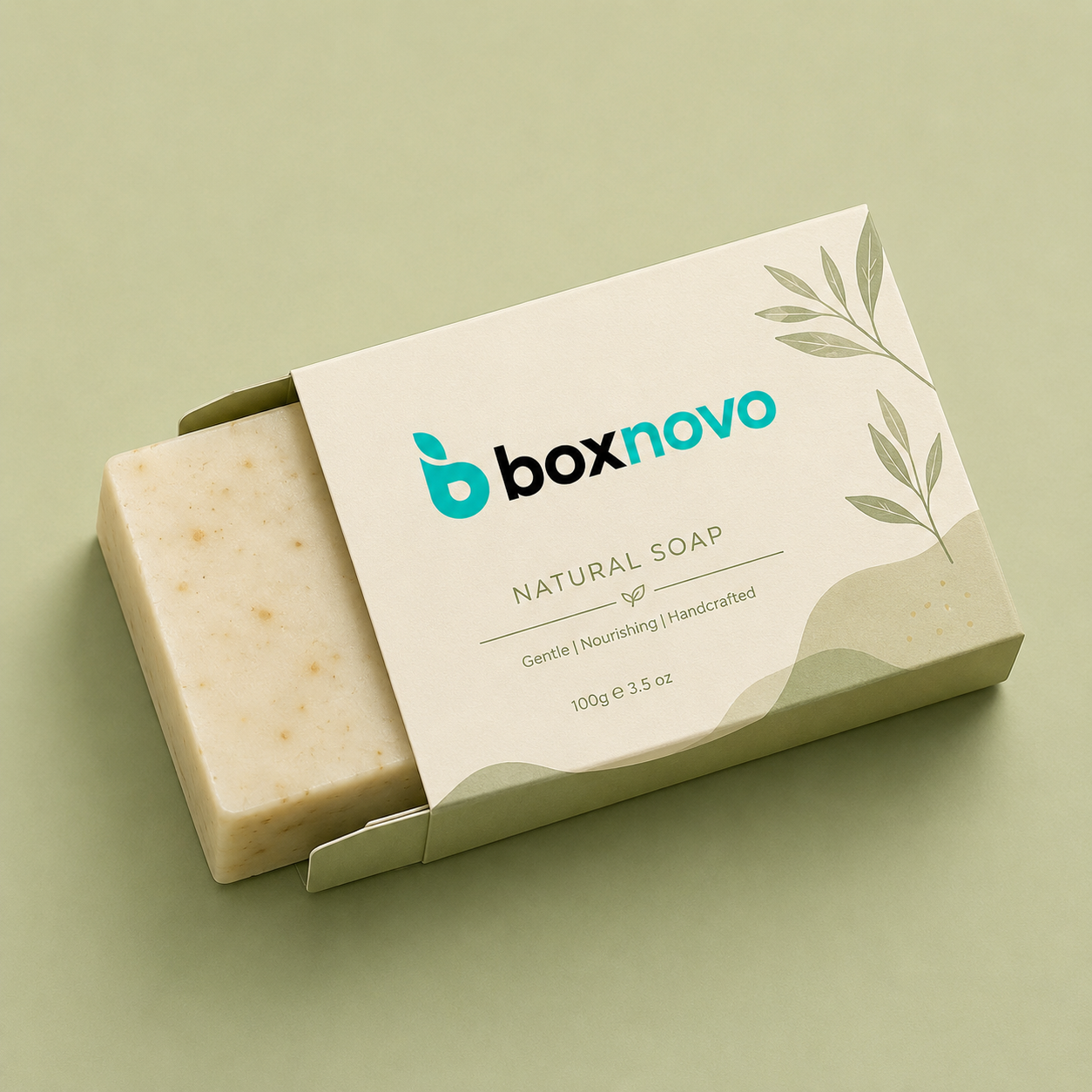 Branded bar soap sleeve with custom product and scent details
