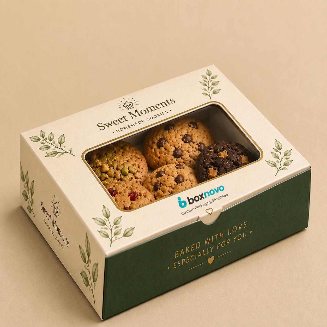 Custom cookie packaging prepared for gift-ready bakery treats