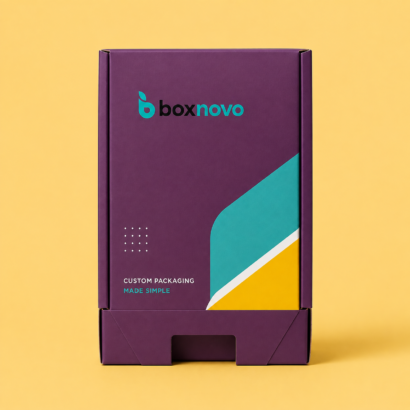 Custom 123 bottom box with purple branded folding carton design