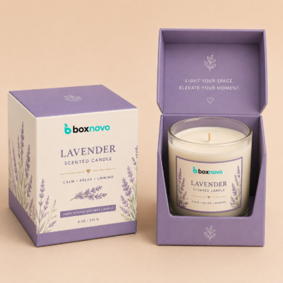 Custom 8oz Candle Box by BoxNovo for premium candle packaging