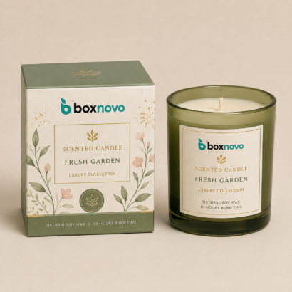 Custom Candle Jar Boxes by BoxNovo for branded candle packaging