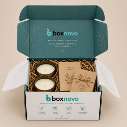 Custom Candle Shipping Boxes by BoxNovo with protective insert