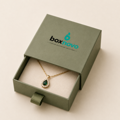 Custom Cardboard Jewellery Boxes by BoxNovo with branded jewelry presentation