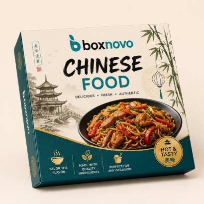 Custom Chinese Food Boxes by BoxNovo with branded printed food packaging design