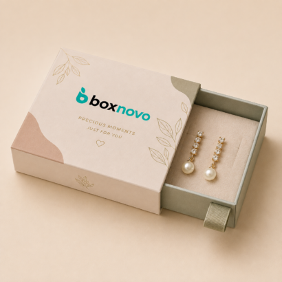 Custom Earring Boxes by BoxNovo with soft jewelry insert and branded packaging