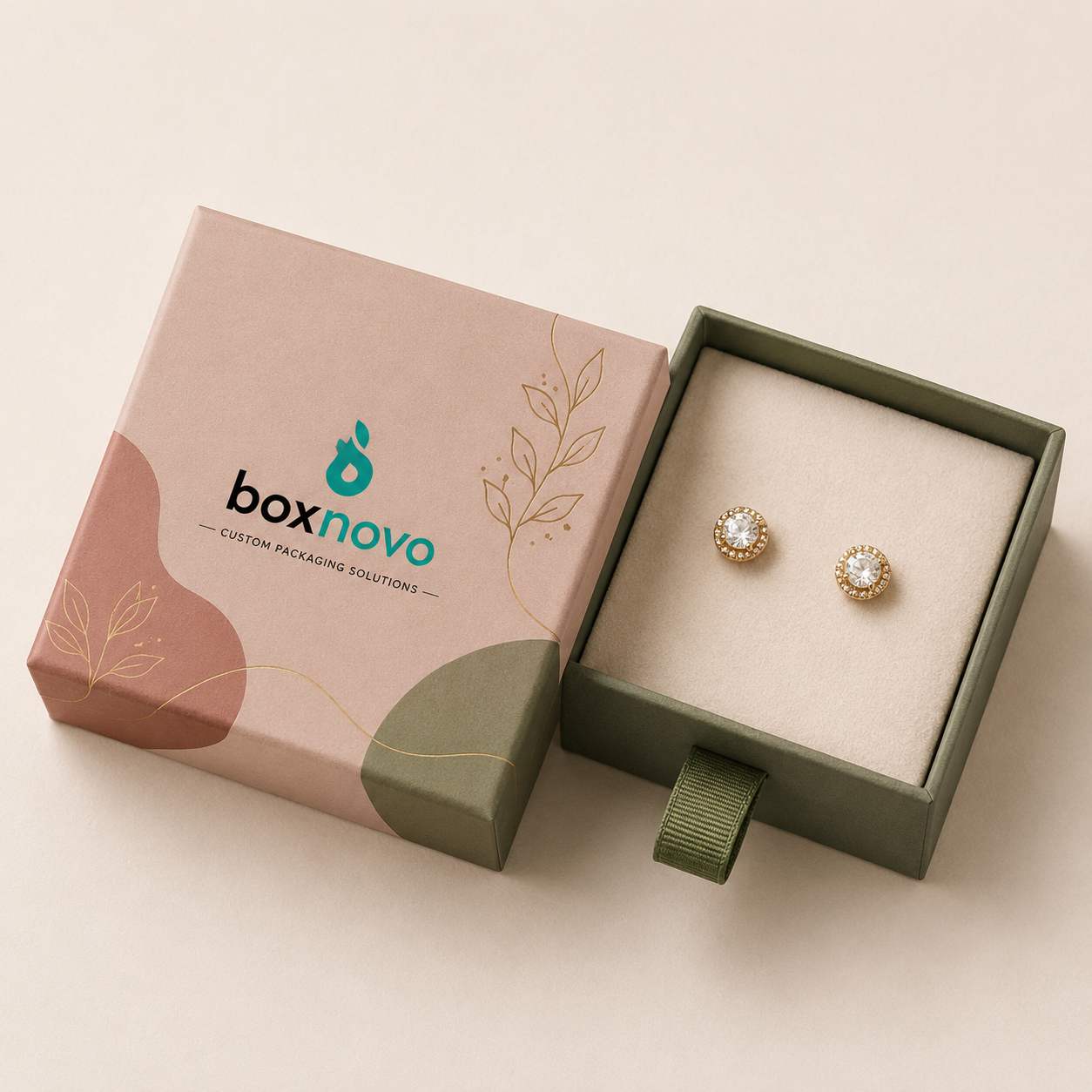 Custom Earring Packaging Boxes with organized interior presentation