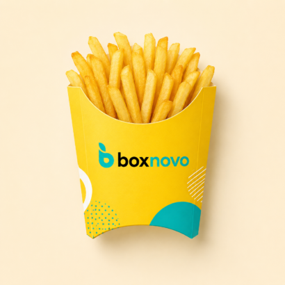 Custom French Fries Boxes by BoxNovo with branded fry packaging
