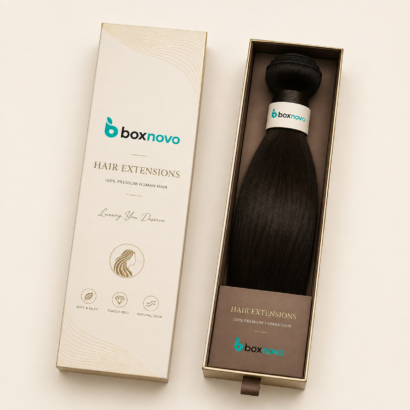 Custom Hair Extension Boxes by BoxNovo with premium branded hair packaging