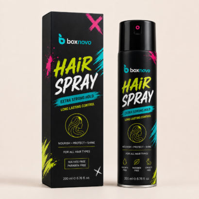 Custom Hair Spray Boxes by BoxNovo with branded hair spray packaging