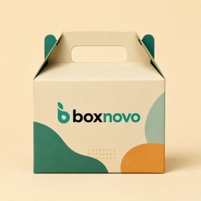 Custom handle box with built-in carrying handle and branded design
