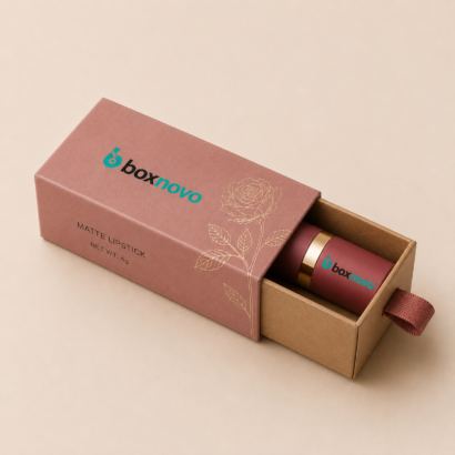 Custom Kraft Lipstick Boxes by BoxNovo with branded lipstick packaging