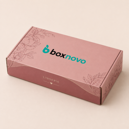 Custom Lingerie Boxes by BoxNovo with pink floral branded packaging