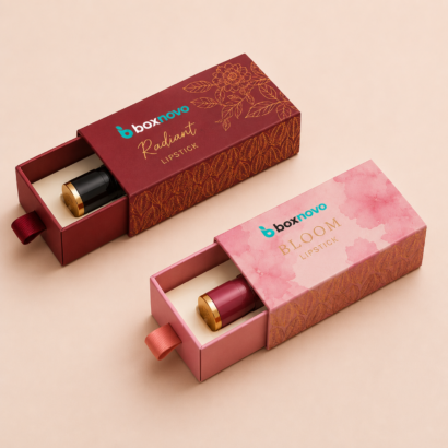 Custom Lipstick Boxes by BoxNovo with branded lipstick packaging