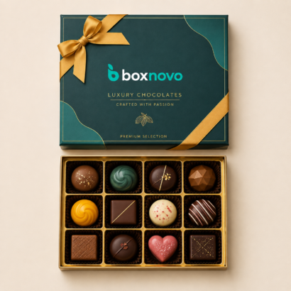 Custom Luxury Chocolate Boxes by BoxNovo with premium chocolate presentation