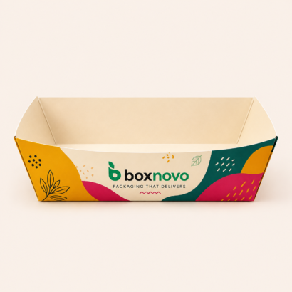 Custom Paper Food Trays by BoxNovo for branded food serving
