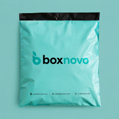 Custom Poly Mailers by BoxNovo with branded printing and secure seal closure