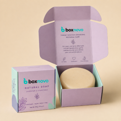 Custom Cardboard Soap Boxes with branded packaging for handmade soap