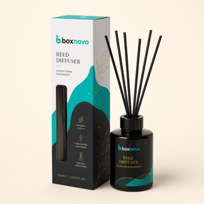 Custom Reed Diffuser Boxes by BoxNovo for branded home fragrance packaging