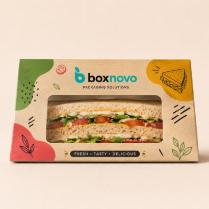 Custom Sandwich Boxes by BoxNovo for branded sandwich packaging