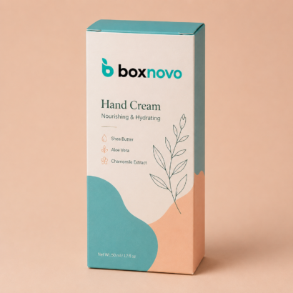 Custom seal end box with branded hand cream packaging design