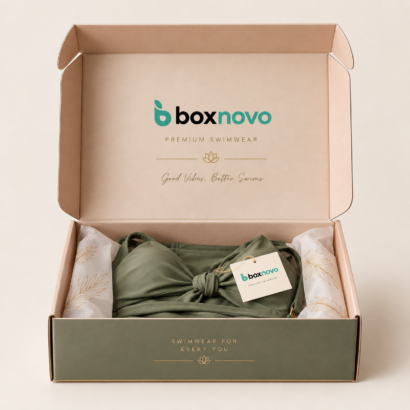 Custom Swimwear Boxes by BoxNovo with branded presentation for swimwear packaging