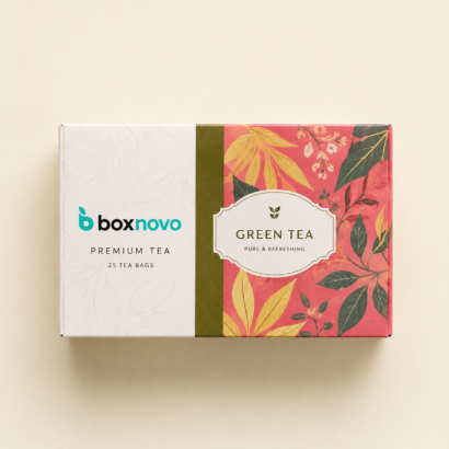 Custom Tea Boxes by BoxNovo with branded packaging for premium tea blends