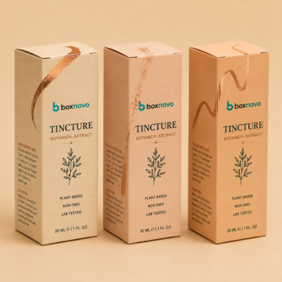 Custom tincture boxes with botanical branding and printed packaging