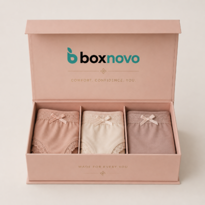 Custom Underwear Boxes by BoxNovo for branded underwear and intimate apparel packaging