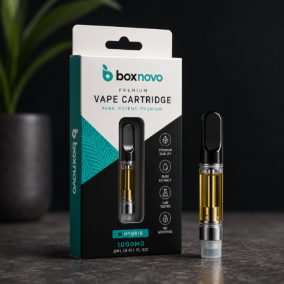 Custom vape cartridge boxes with window and hanging tab