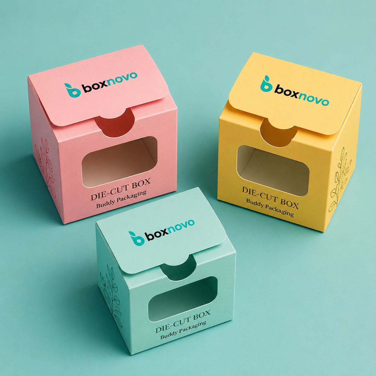 Die cut boxes with custom window openings for product display