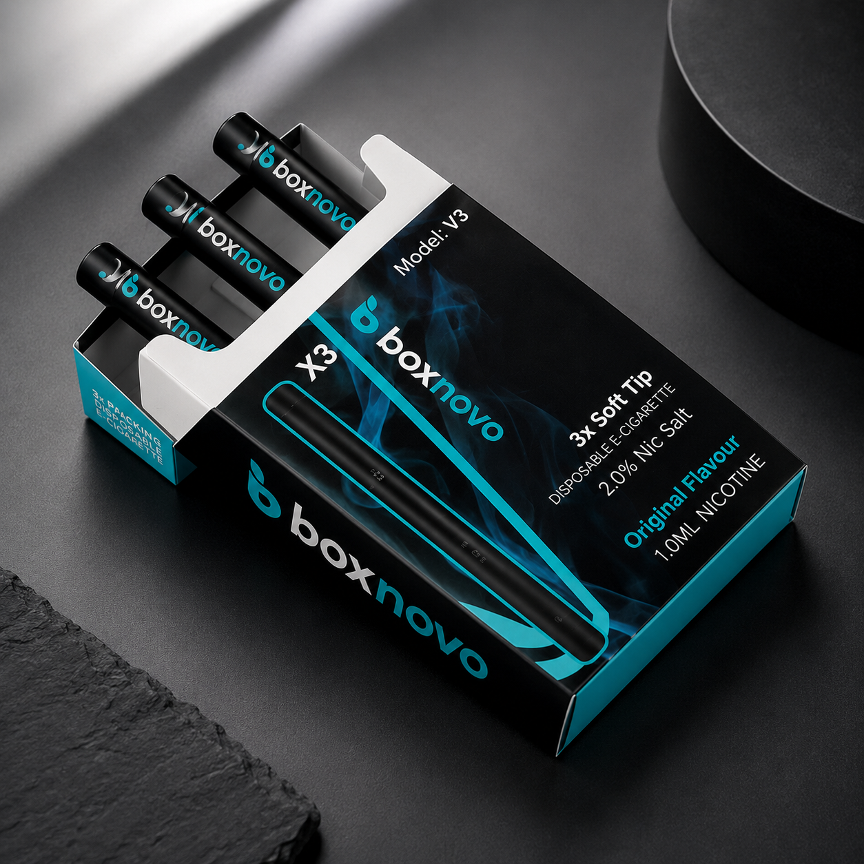 Custom printed box with window for an electronic cigarette device