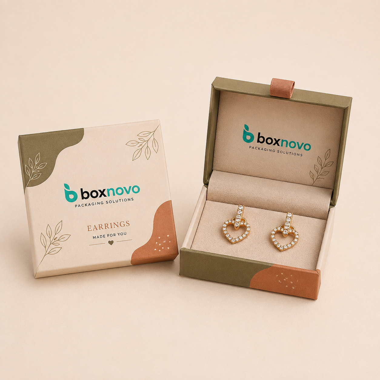 Earring Packaging Boxes by BoxNovo with premium interior insert