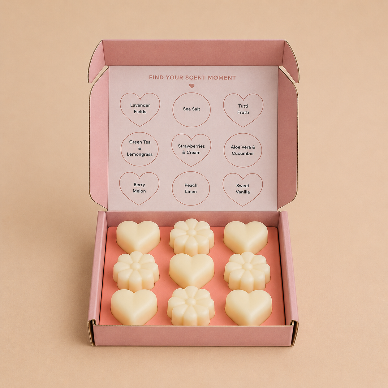 Wax melt gift box with custom fragrance packaging design