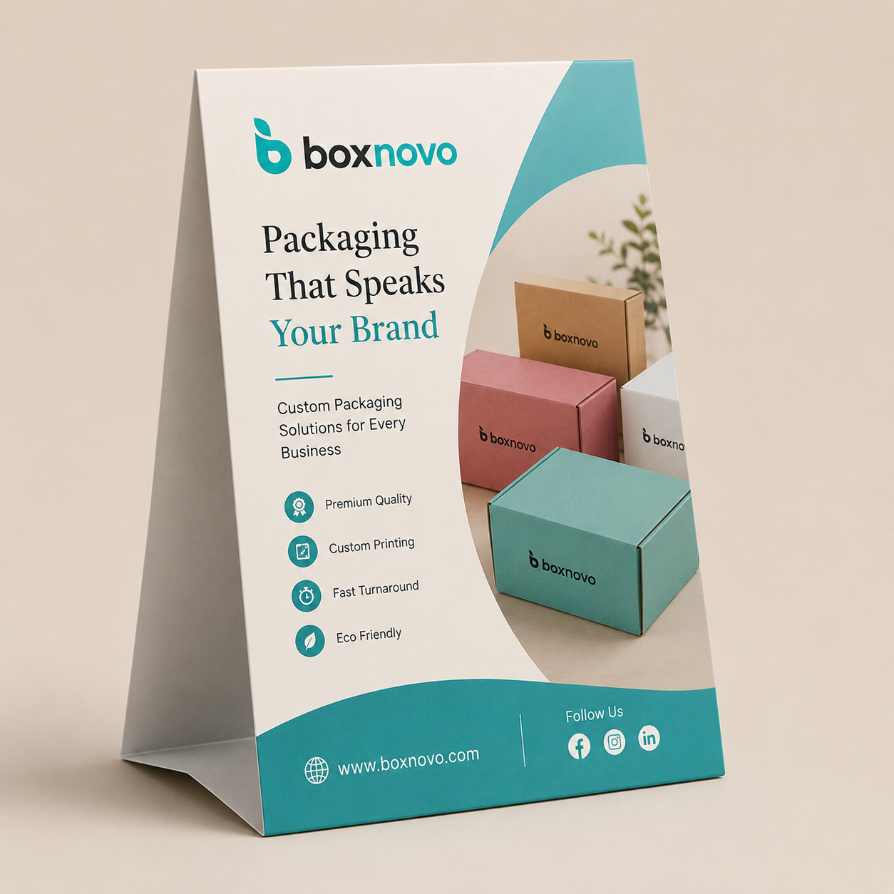 Freestanding table display for restaurant marketing and promotional campaigns