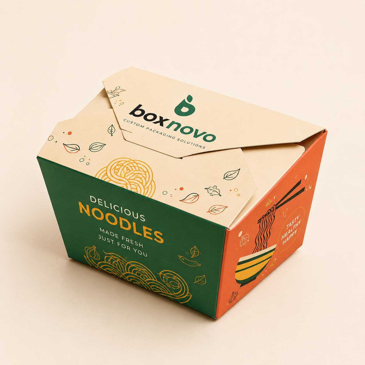 Noodle Takeout Boxes with custom printed branding