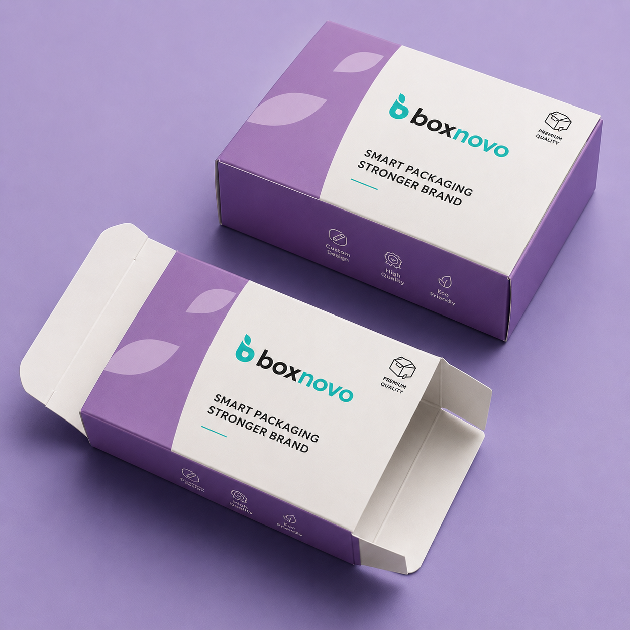 Straight tuck retail packaging box with custom printed branding