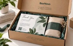 4×6 printed postcard used as a thank-you insert inside a custom product box
