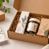 Printed bookmark placed beside a product inside a custom packaging box