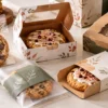 Single cookie packaging shown with a branded cookie bag, sleeve, and custom cookie boxes