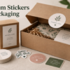 Custom stickers used as packaging seals and product branding on boxes
