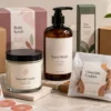 Product label design applied to a custom product package