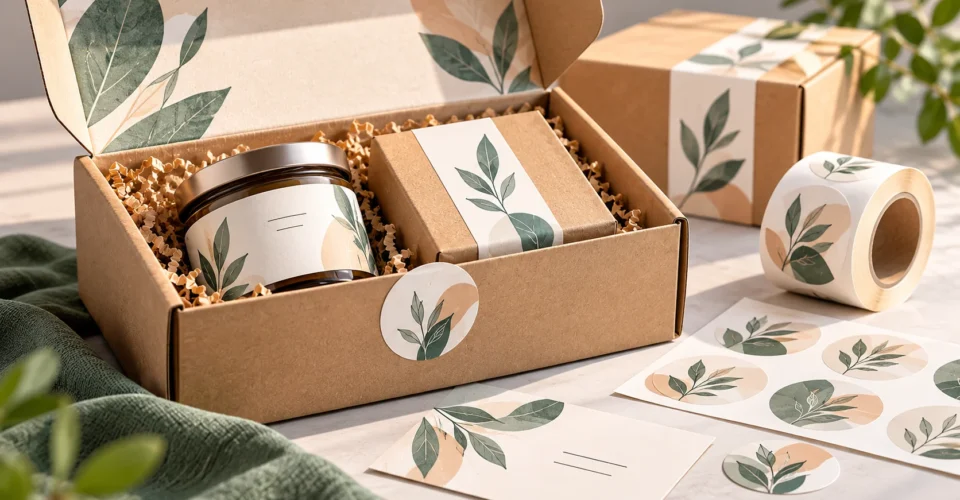 Sticker Packaging on Custom Product Boxes